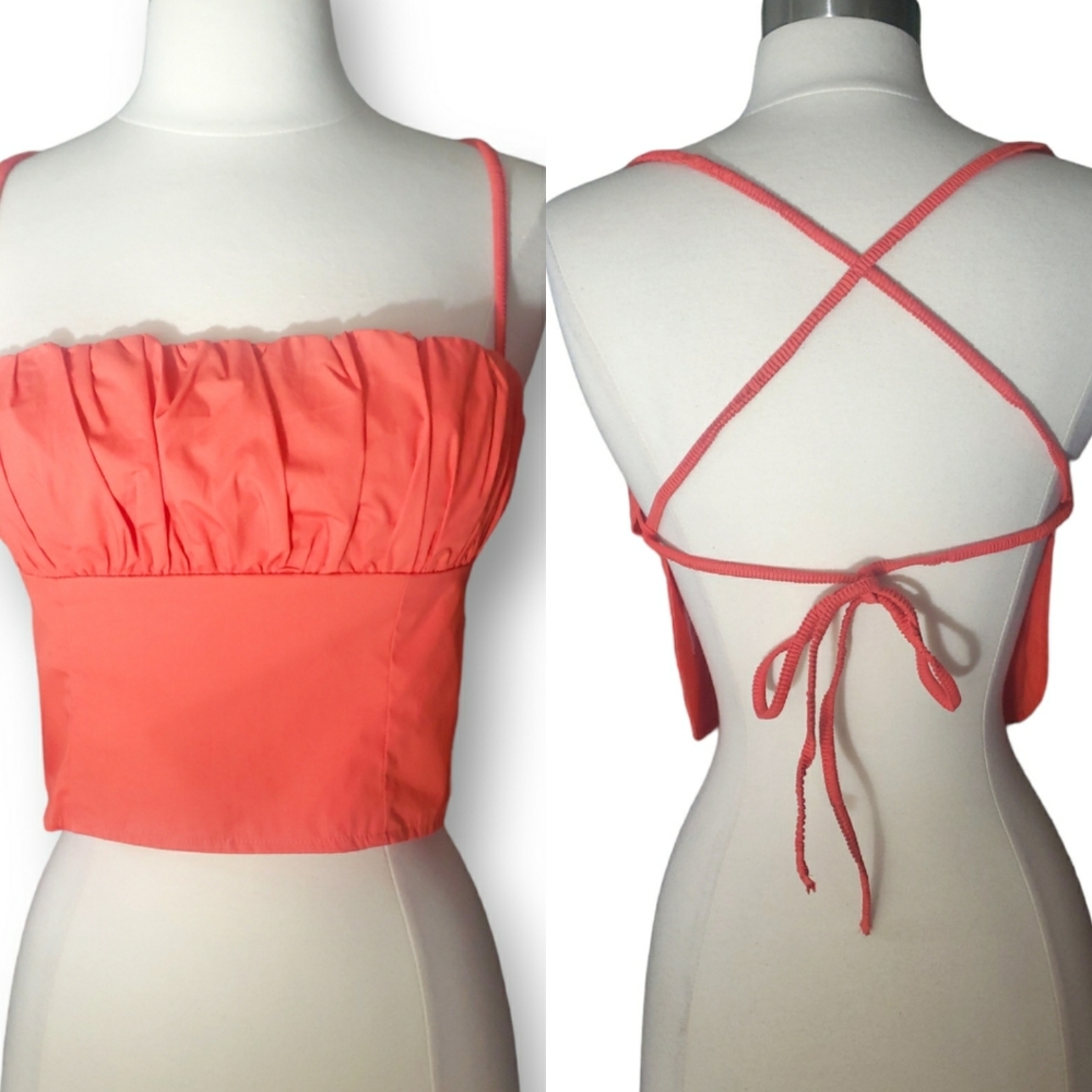 NEW Princess Polly Crop Top Backless Halter  Coral Size 2